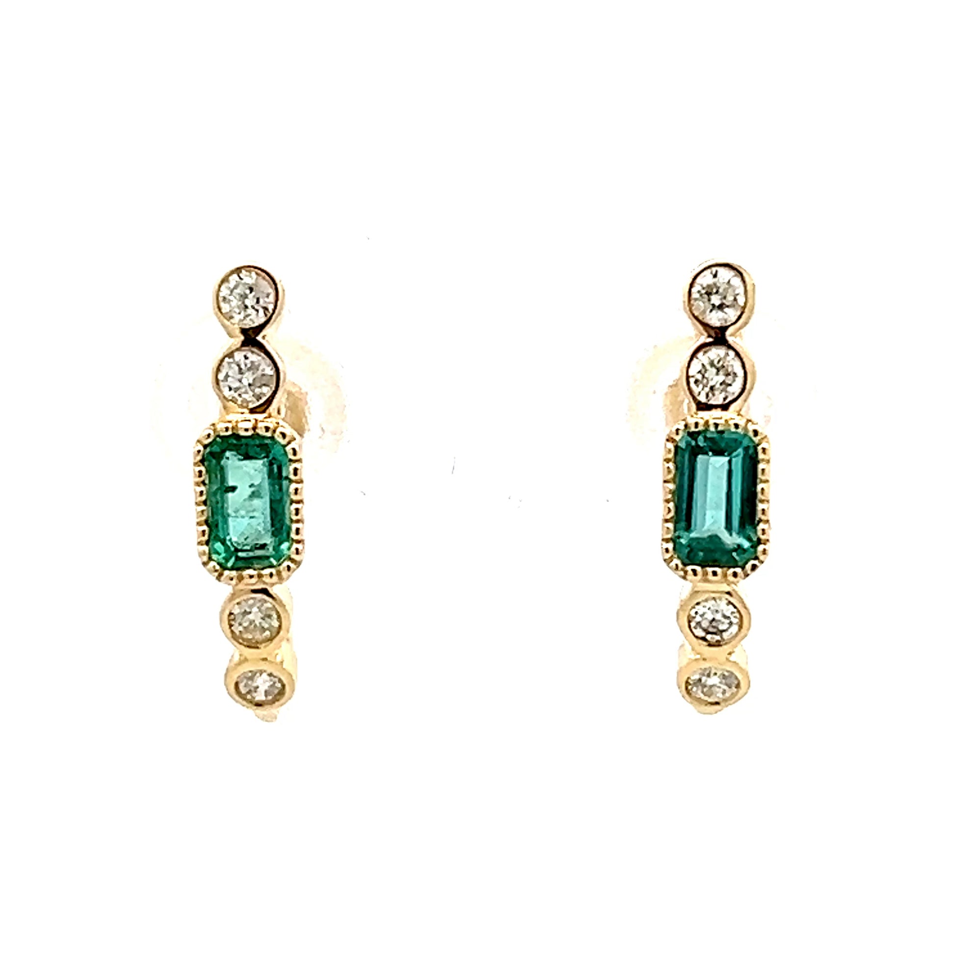 .60 Tourmaline & Diamond J Hoop Earrings in 14k