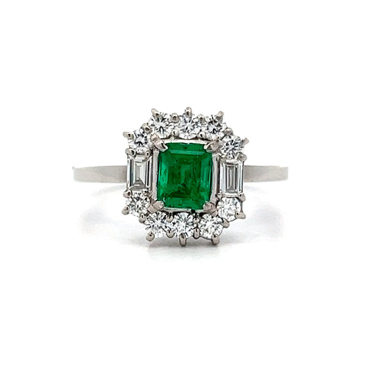 .61 Emerald Cut Emerald Cocktail Ring in Platinum
