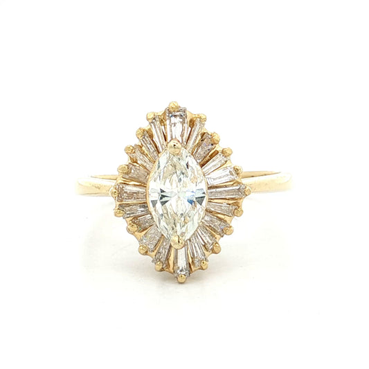 .61 Marquise Diamond Ballerina Engagement Ring 18k