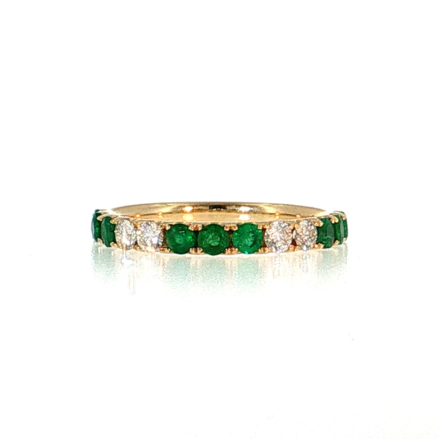 .63 Emerald & Diamond Half-Eternity Wedding Band 14k