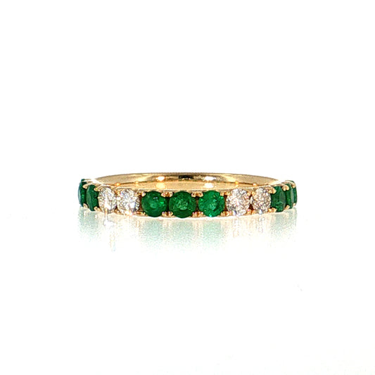 .63 Emerald & Diamond Half-Eternity Wedding Band 14k