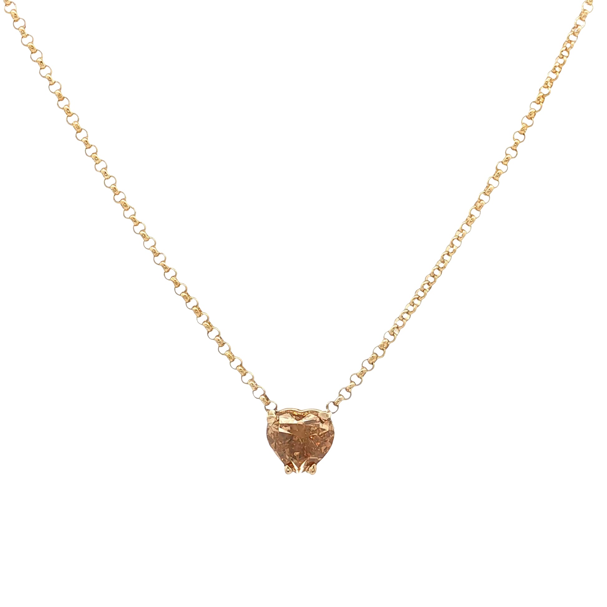 .63 Fancy Orange Heart Diamond Pendant Necklace 14k