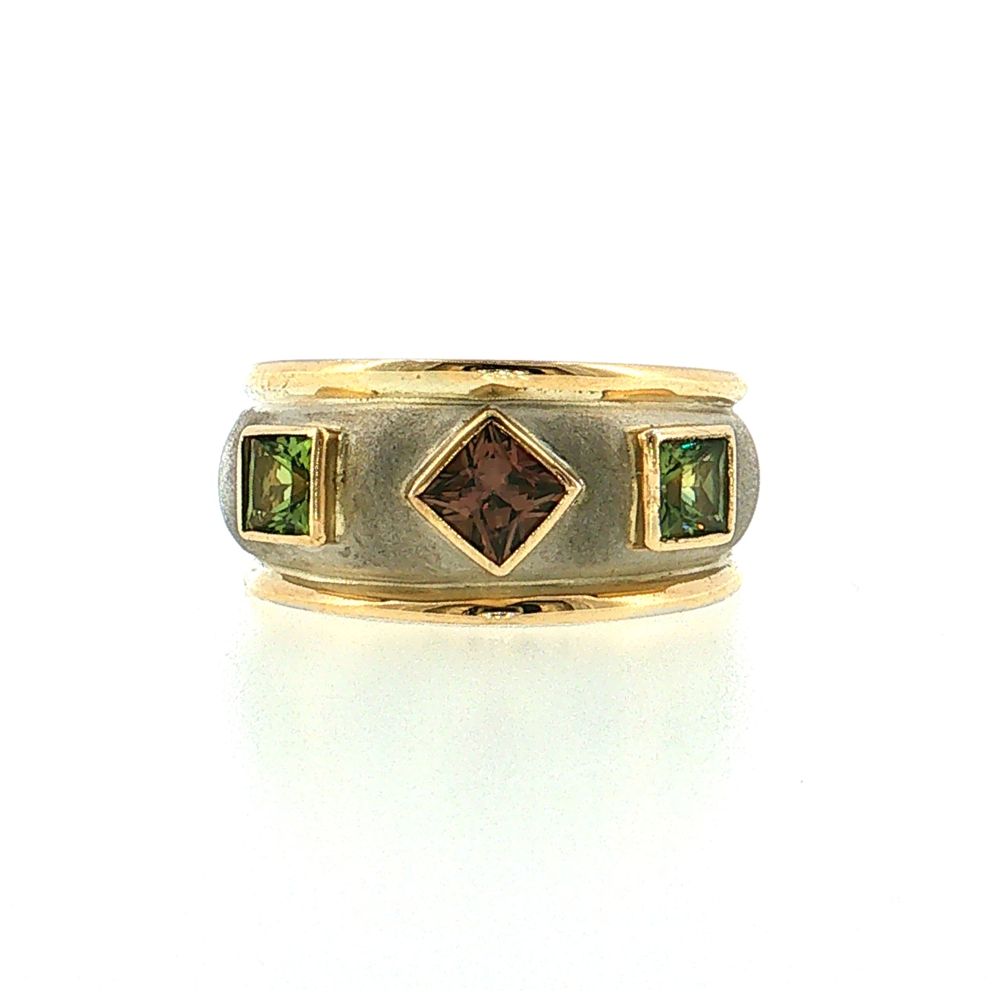 .63 Men's Pink Tourmaline & Peridot Ring 14k