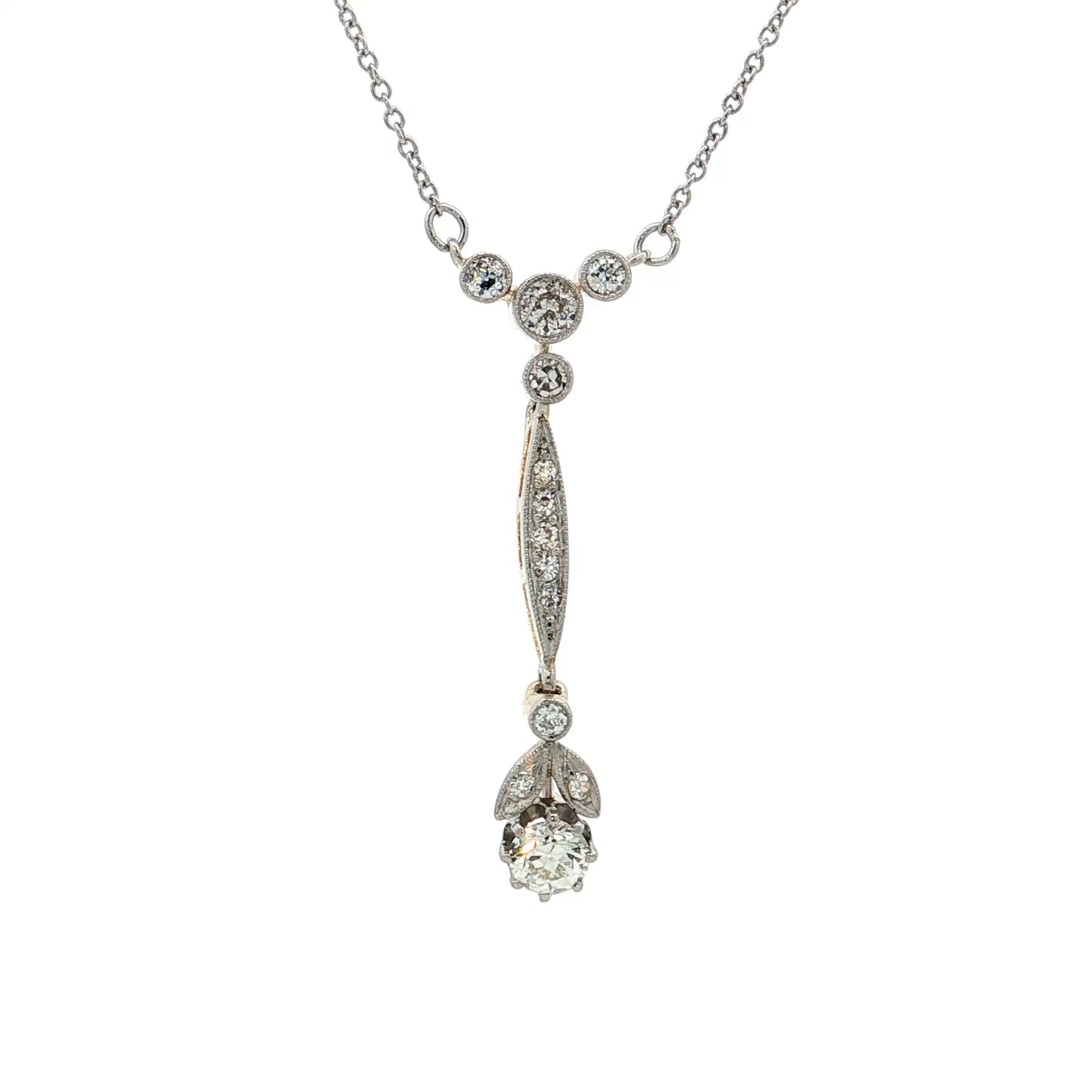 .64 Antique Edwardian Pendant Necklace Platinum/14k