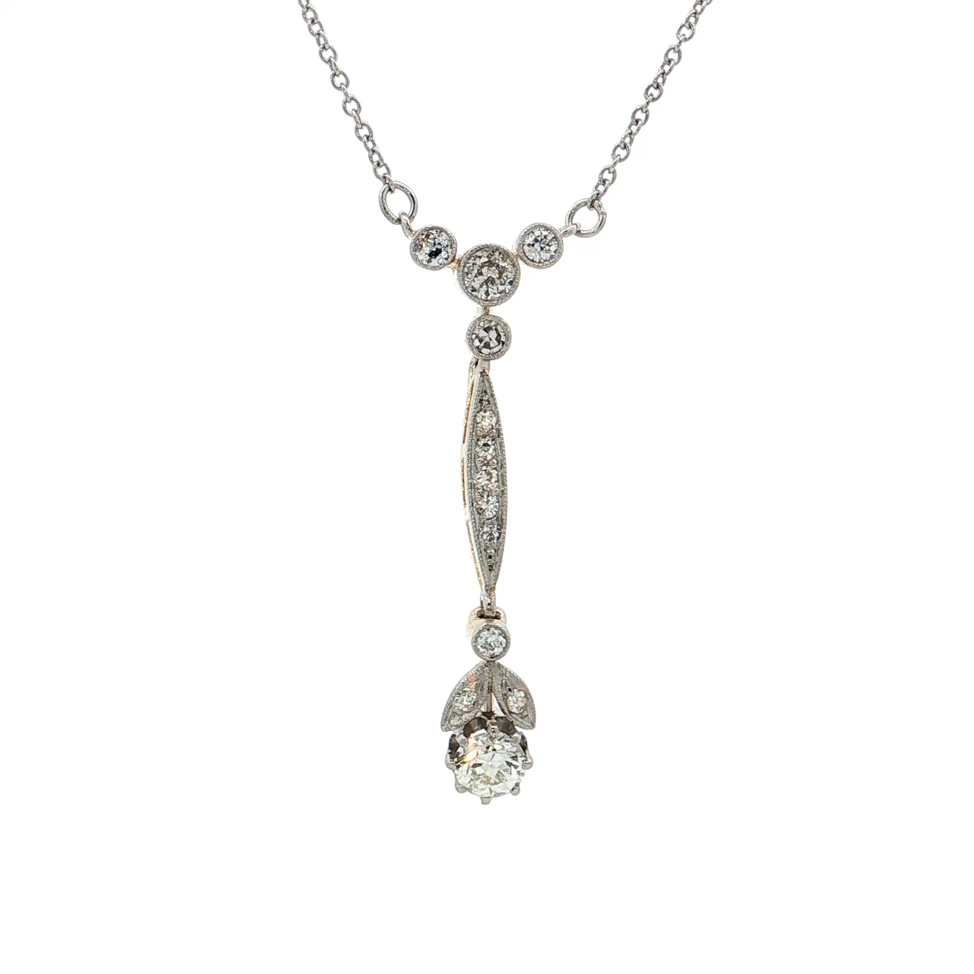 .64 Antique Edwardian Pendant Necklace Platinum/14k