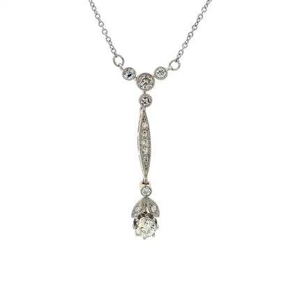 .64 Antique Edwardian Pendant Necklace Platinum/14k