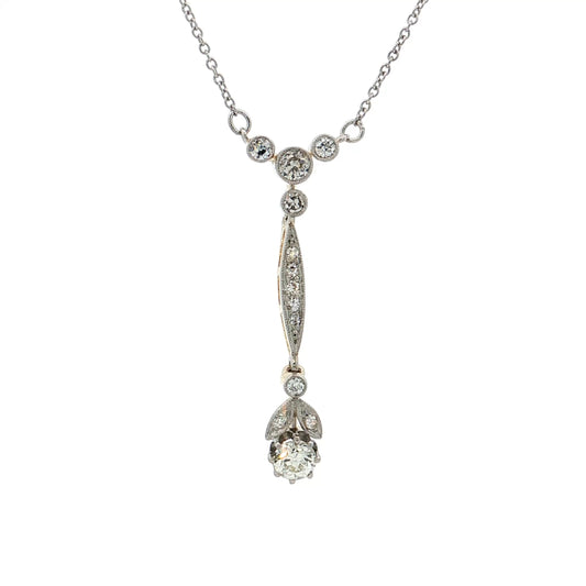 .64 Antique Edwardian Pendant Necklace Platinum/14k