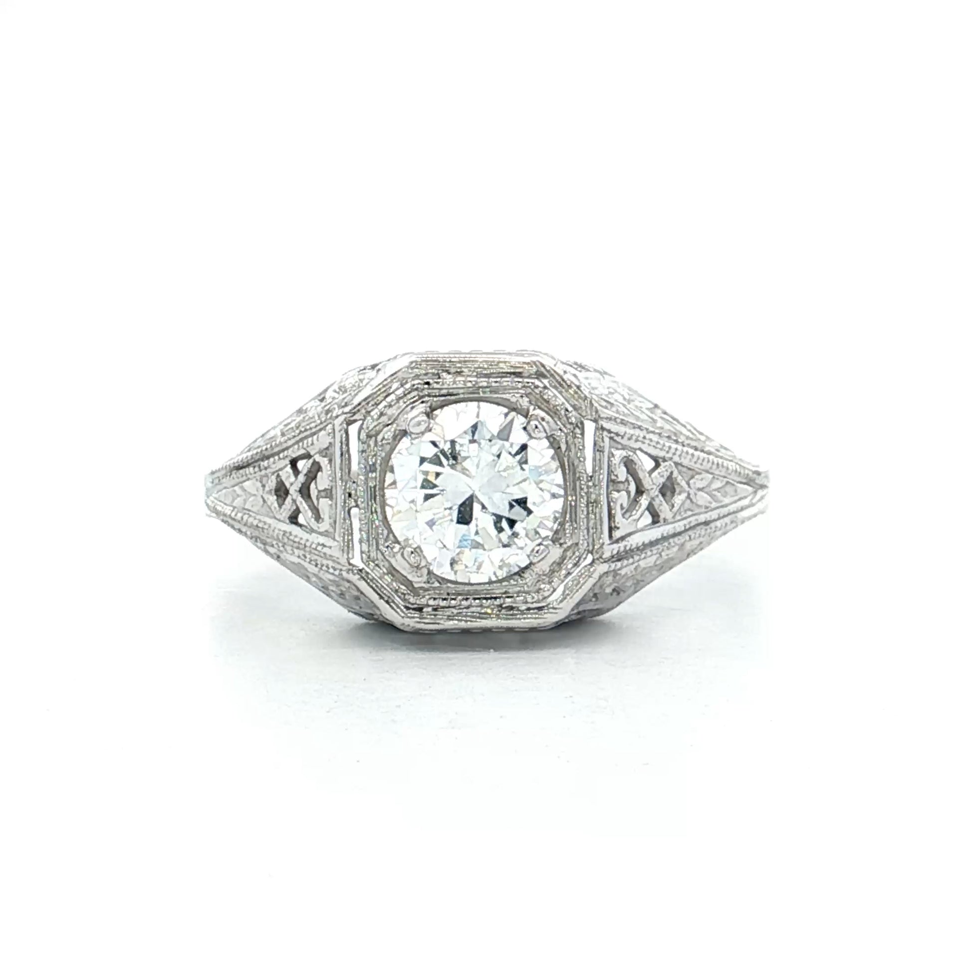 .65 Antique 1920s Diamond Engagement Ring 18k