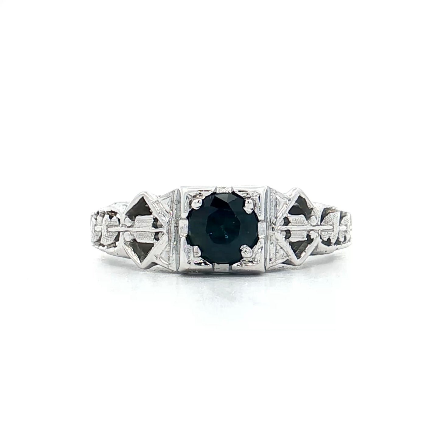 .65 Antique Deco Sapphire Engagement Ring 18k