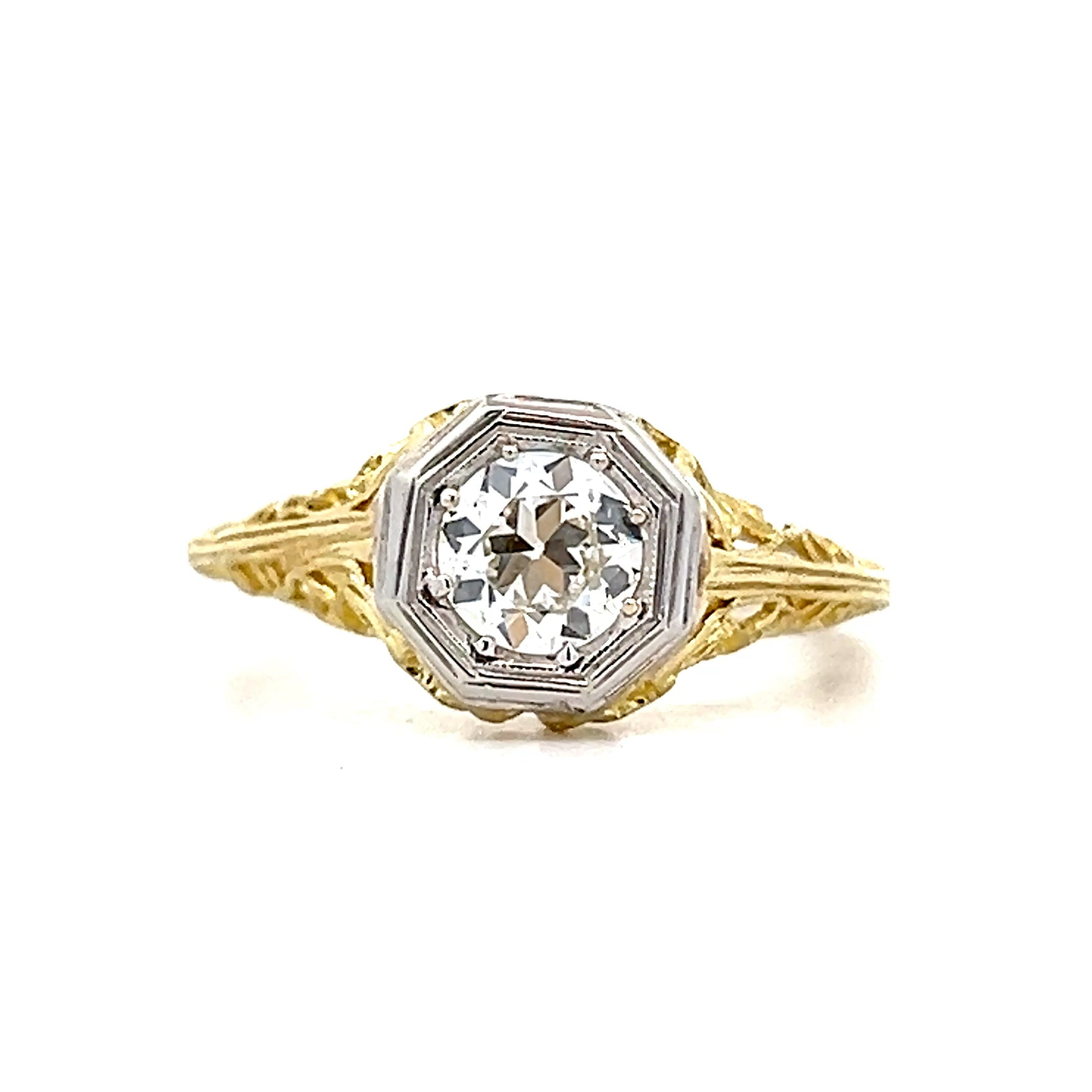 .65 Antique Deco Solitaire Diamond Engagement Ring 18k