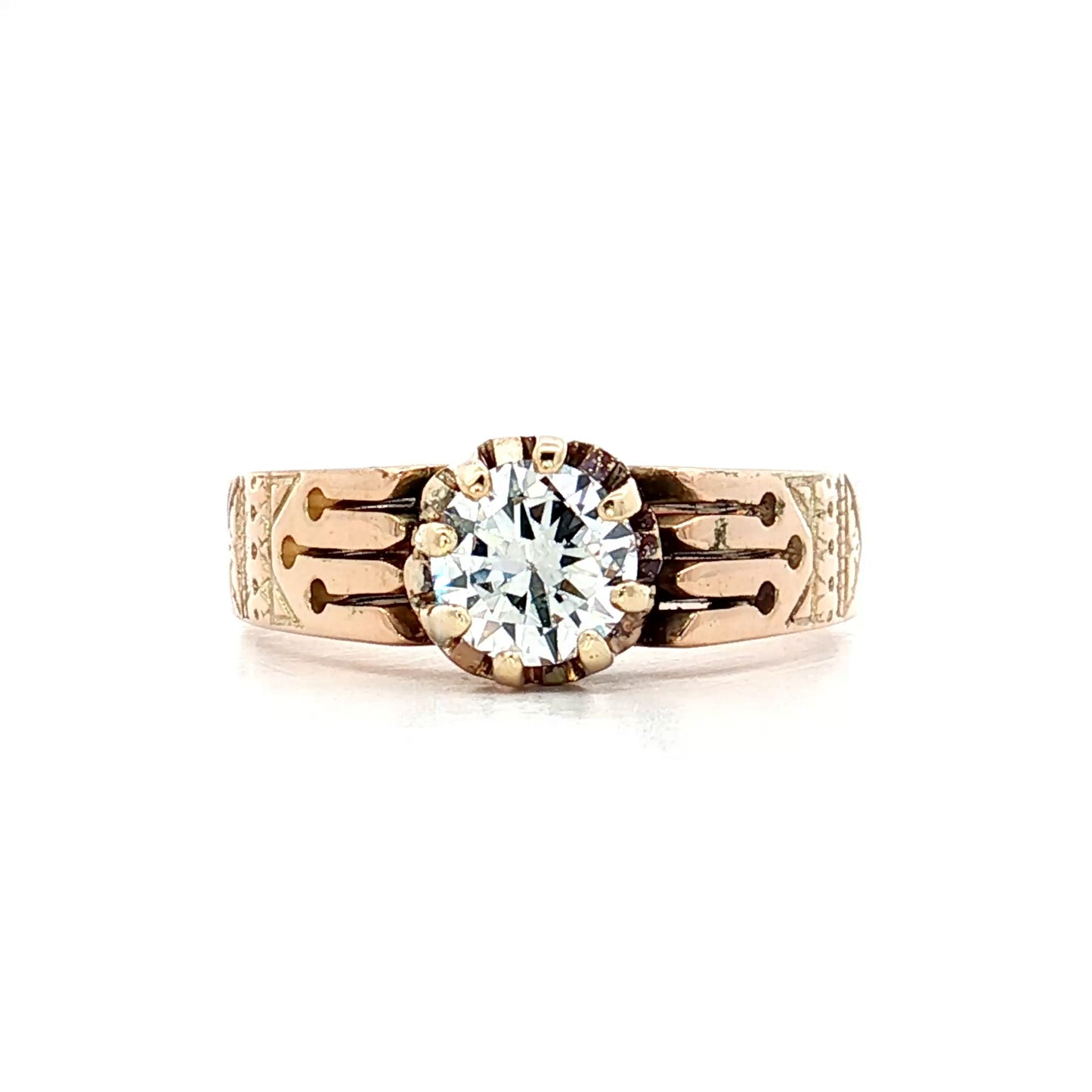 .65 Victorian Diamond Engagement Ring in 14k Rose Gold