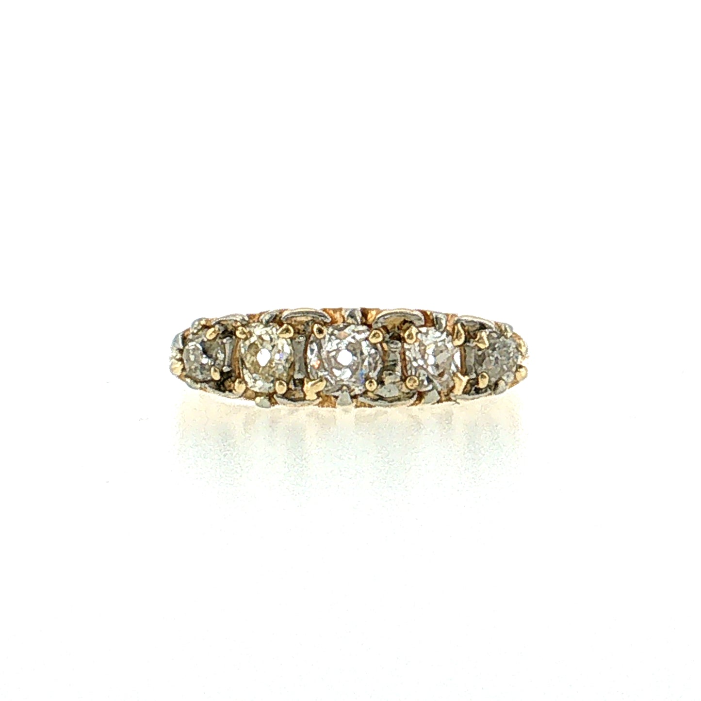 .65 Victorian Old Mine Diamond Five Stone Ring 14k