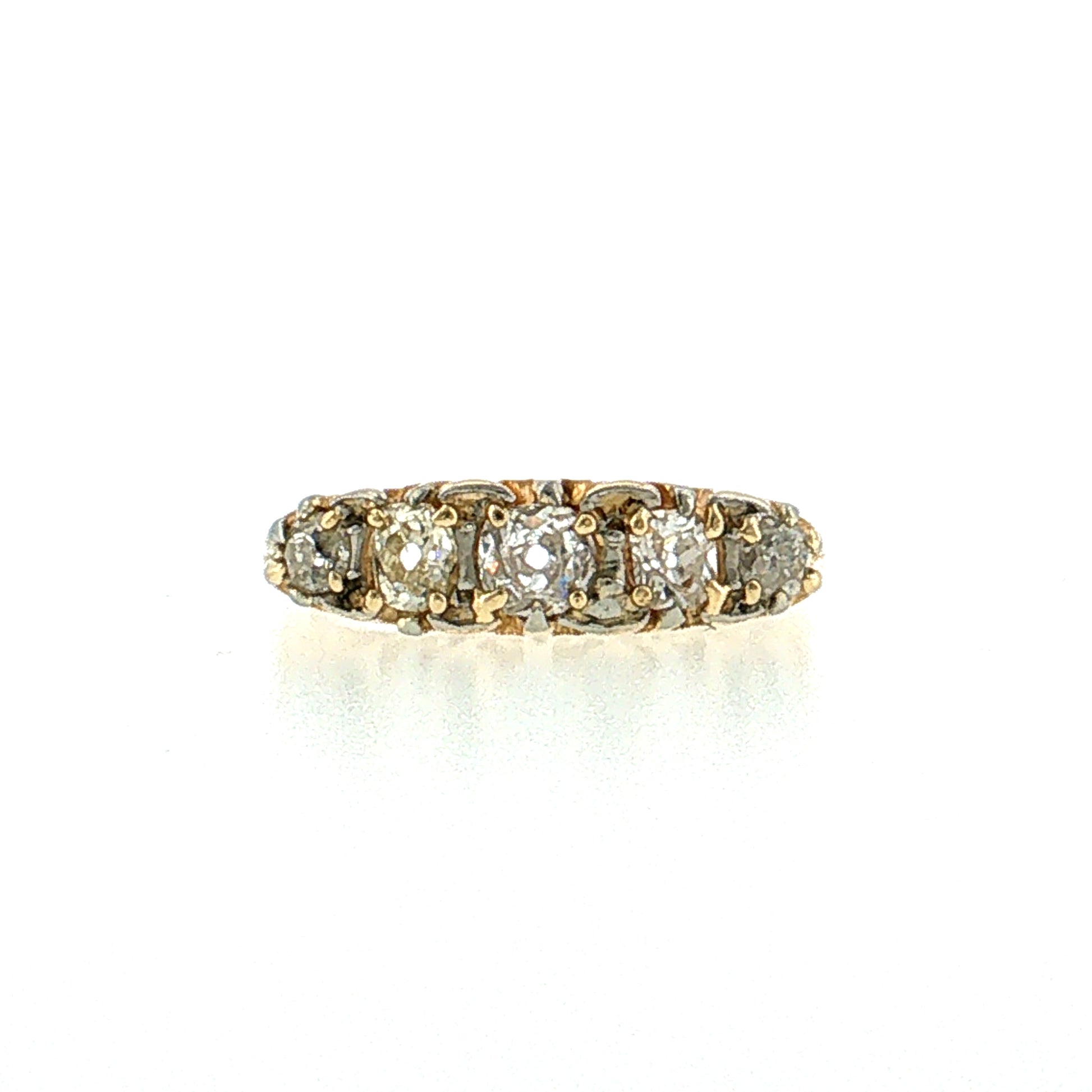.65 Victorian Old Mine Diamond Five Stone Ring 14k