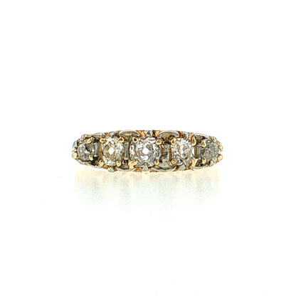 .65 Victorian Old Mine Diamond Five Stone Ring 14k