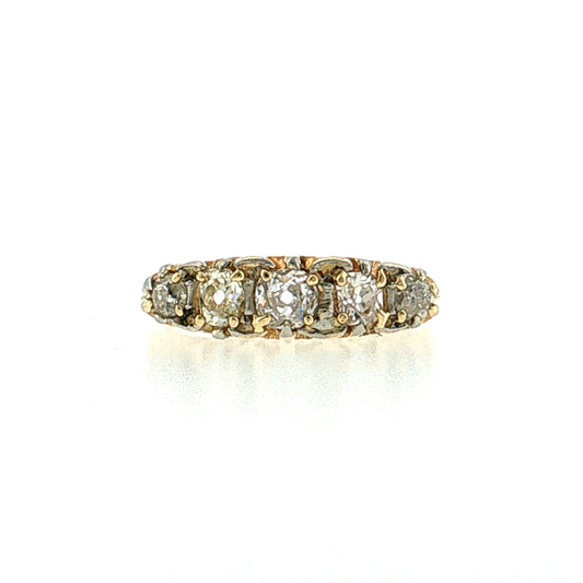 .65 Victorian Old Mine Diamond Five Stone Ring 14k