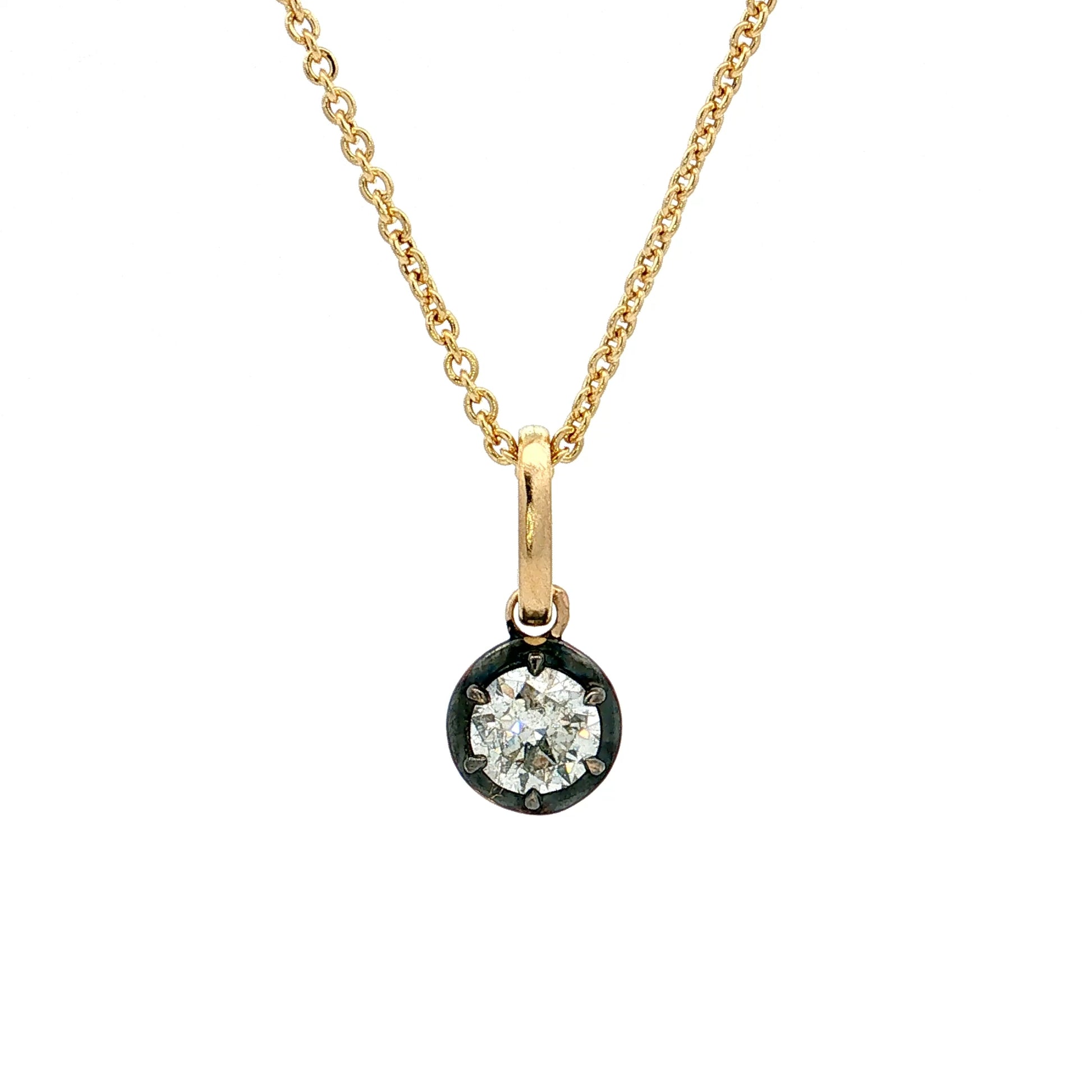 .66 Round Diamond Pendant Necklace 18k & 14k