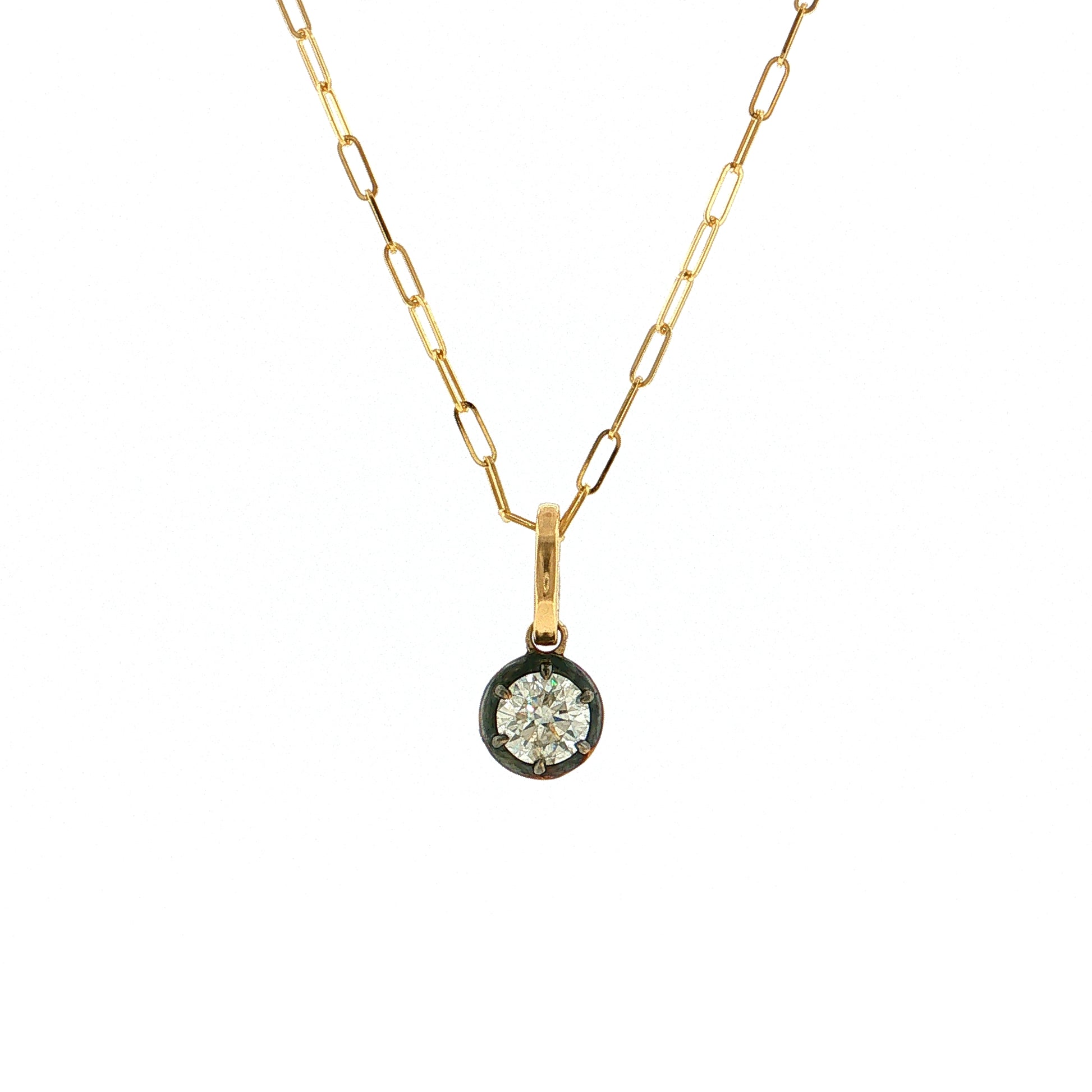 .66 Round Diamond Solitaire Pendant Necklace 18k