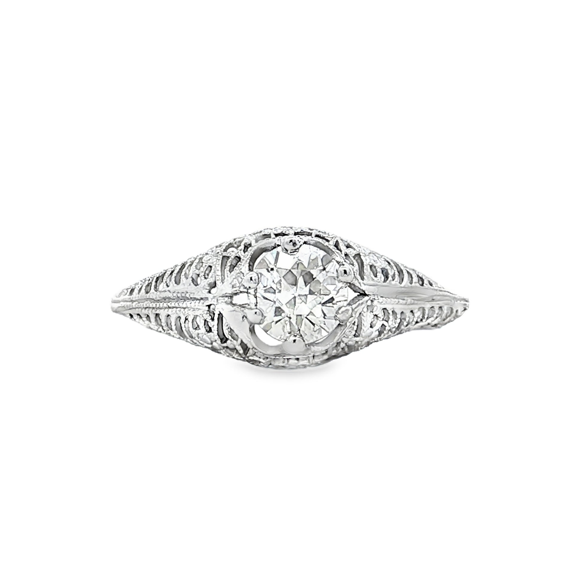 .68 Antique Art Deco Diamond Solitaire Engagement Ring 18k
