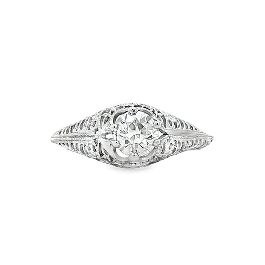 .68 Antique Art Deco Diamond Solitaire Engagement Ring 18k