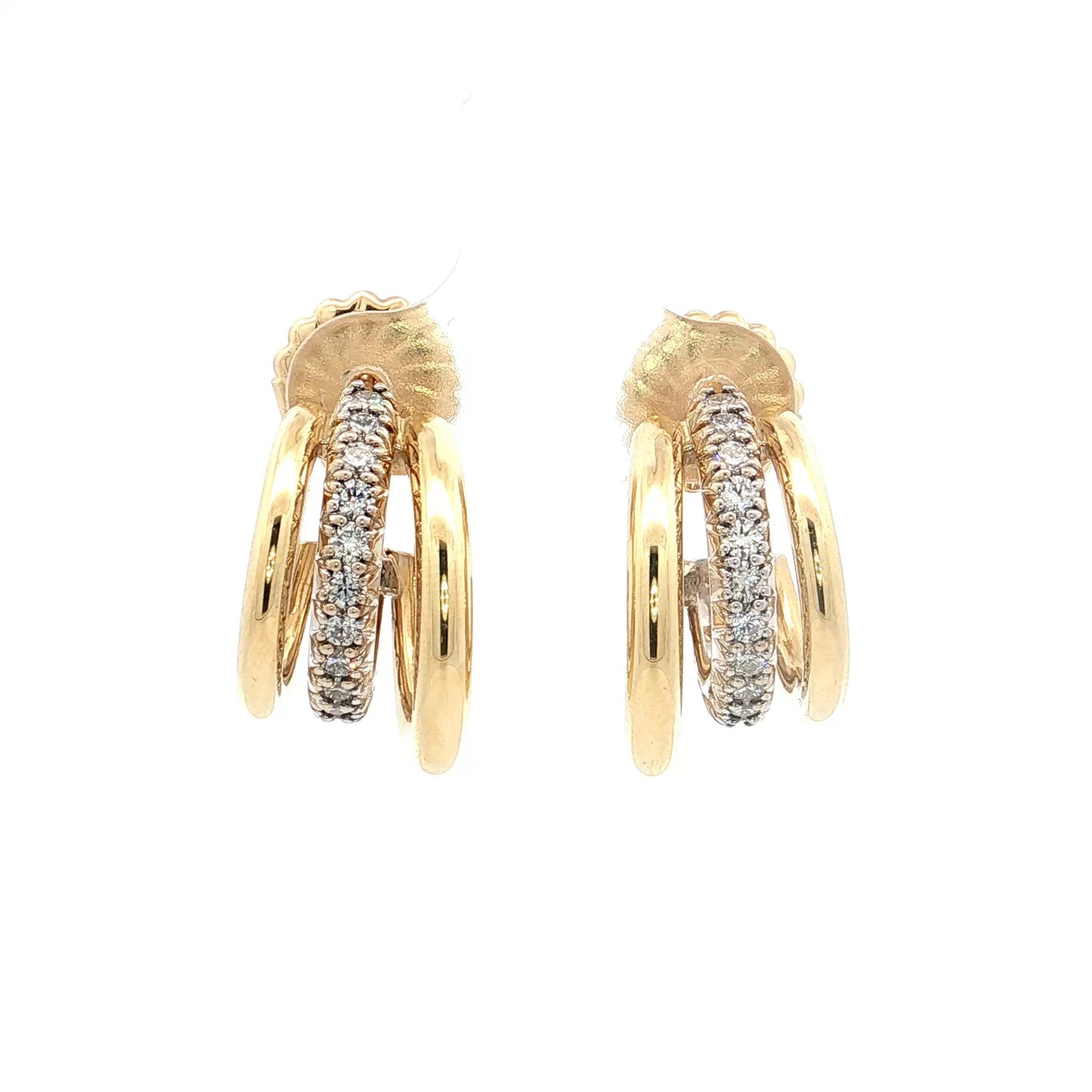 .68 Diamond Layered Hoop Earrings Two-Tone 18k