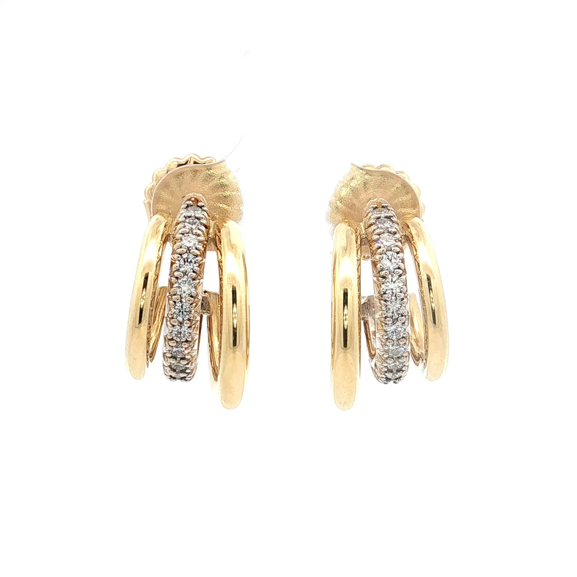 .68 Diamond Layered Hoop Earrings Two-Tone 18k