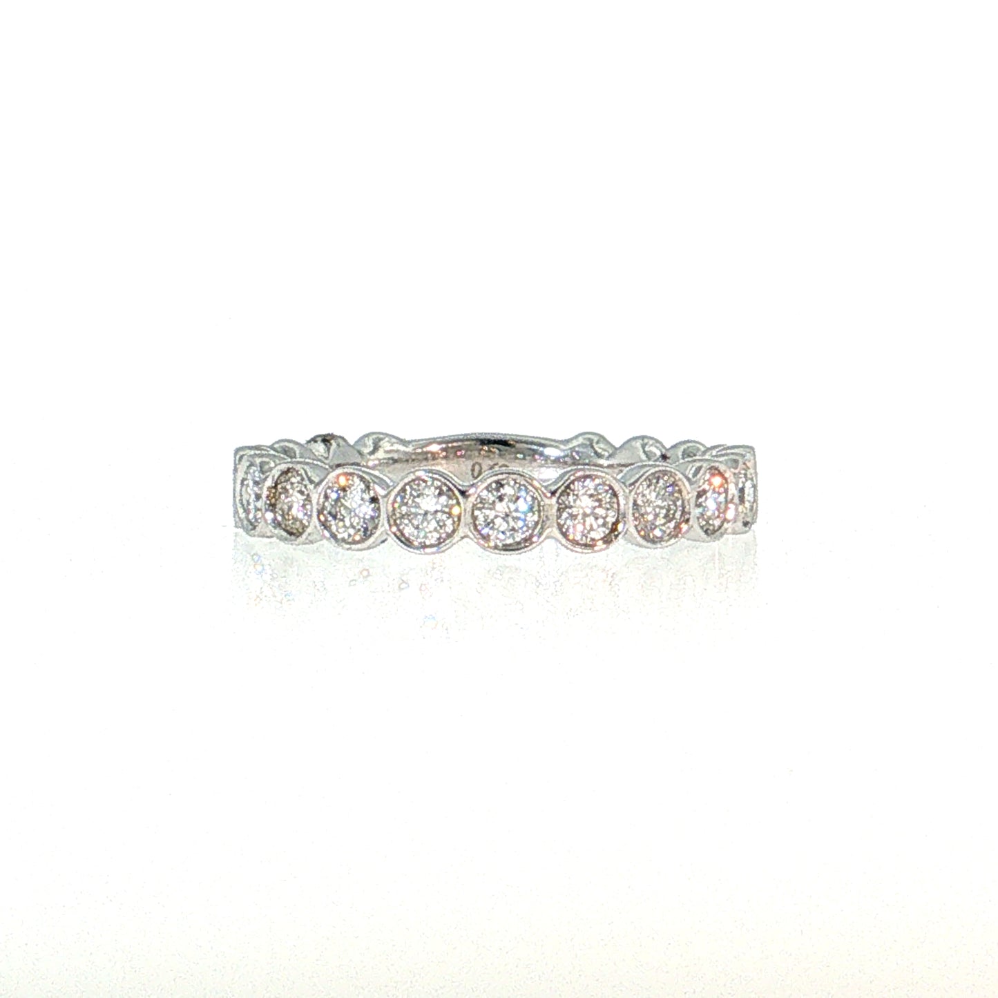 .69 Bezel Diamond Wedding Band 14k White Gold