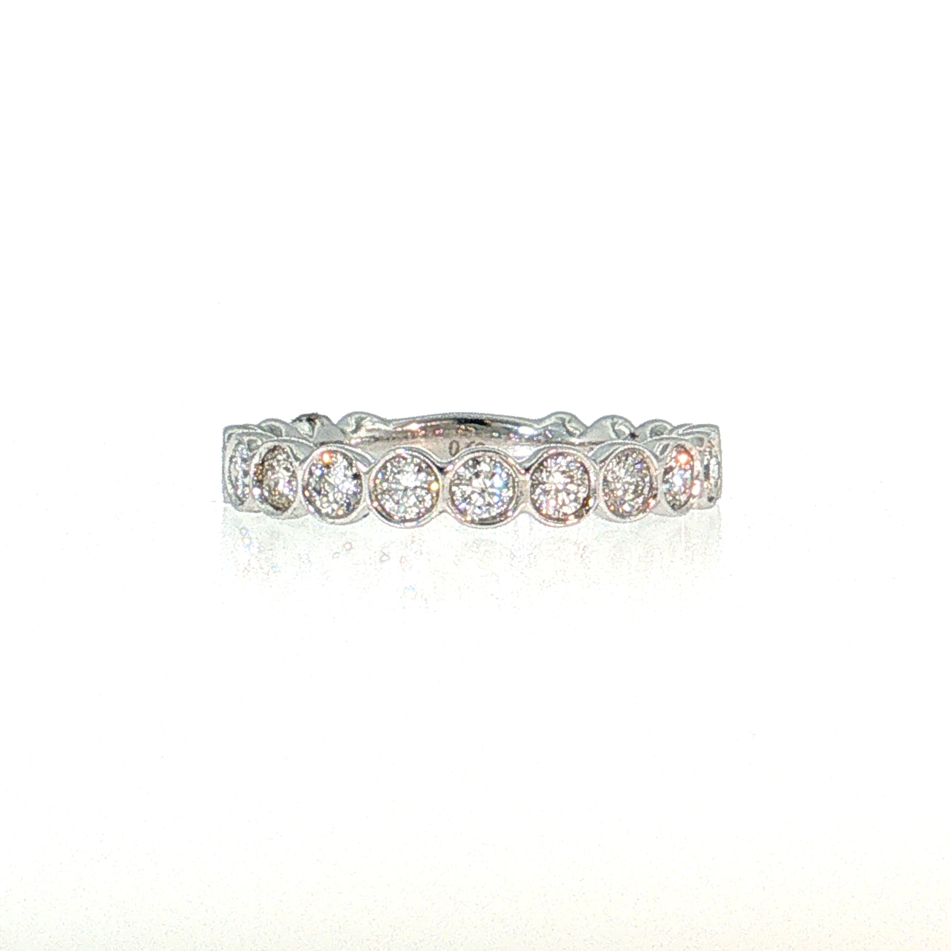 .69 Bezel Diamond Wedding Band 14k White Gold