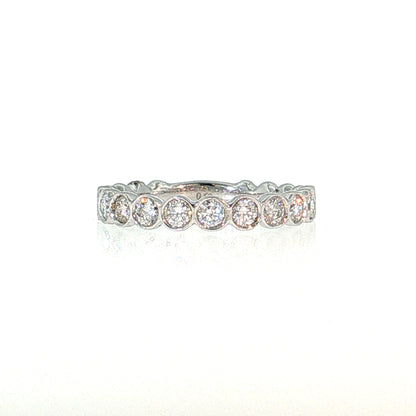 .69 Bezel Diamond Wedding Band 14k White Gold