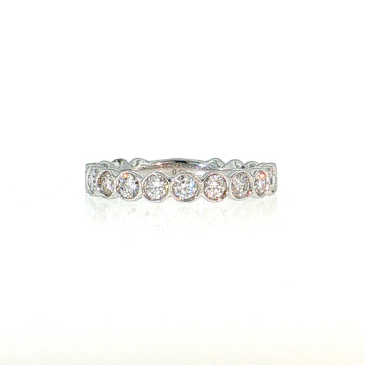 .69 Bezel Diamond Wedding Band 14k White Gold