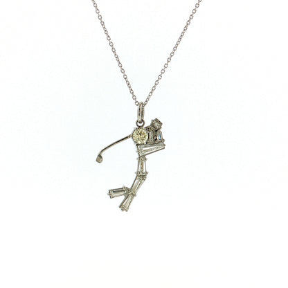 .71 Diamond Golf Charm Pendant in Platinum