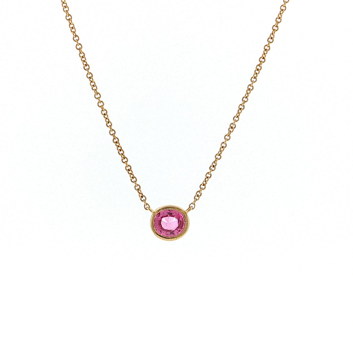 .71 Oval Pink Sapphire Pendant Necklace 14k Yellow Gold