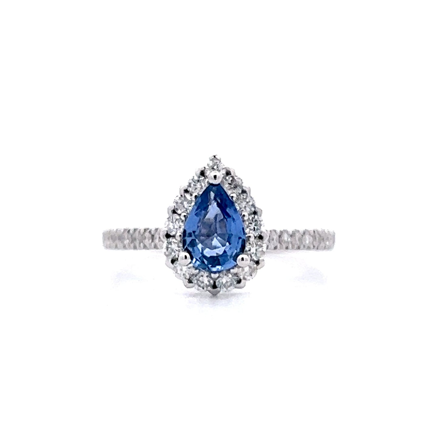 .71 Pear Sapphire Halo Engagement Ring in 14k