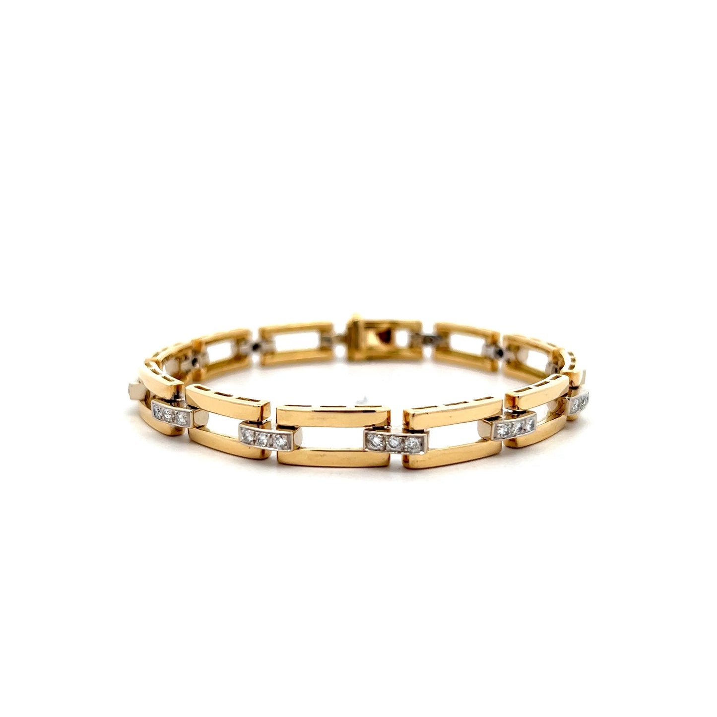 .72 Diamond Geometric Link Bracelet in 18k Yellow Gold