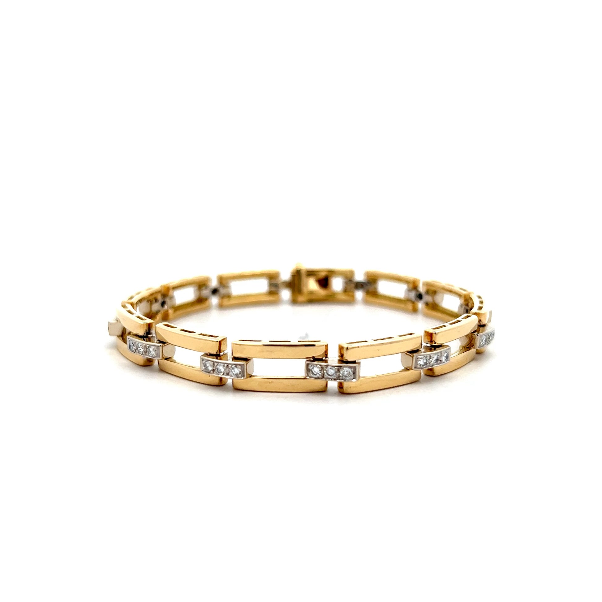 .72 Diamond Geometric Link Bracelet in 18k Yellow Gold