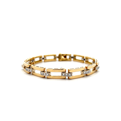 .72 Diamond Geometric Link Bracelet in 18k Yellow Gold