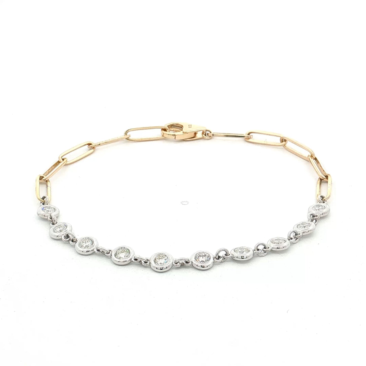 .72 Diamond Half & Half Bracelet Two-Tone 14k