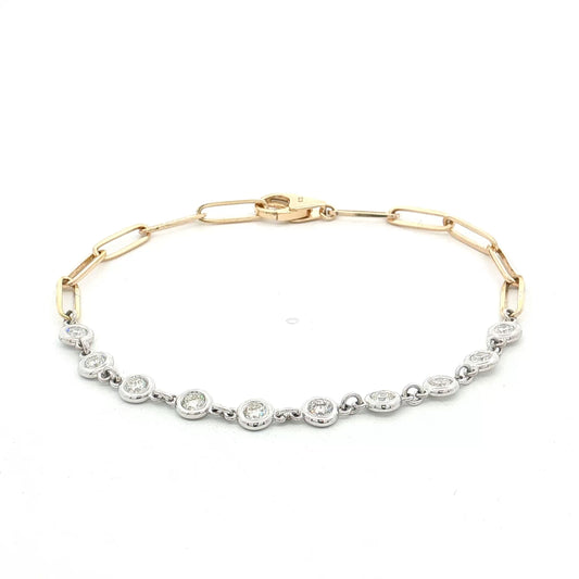 .72 Diamond Half & Half Bracelet Two-Tone 14k