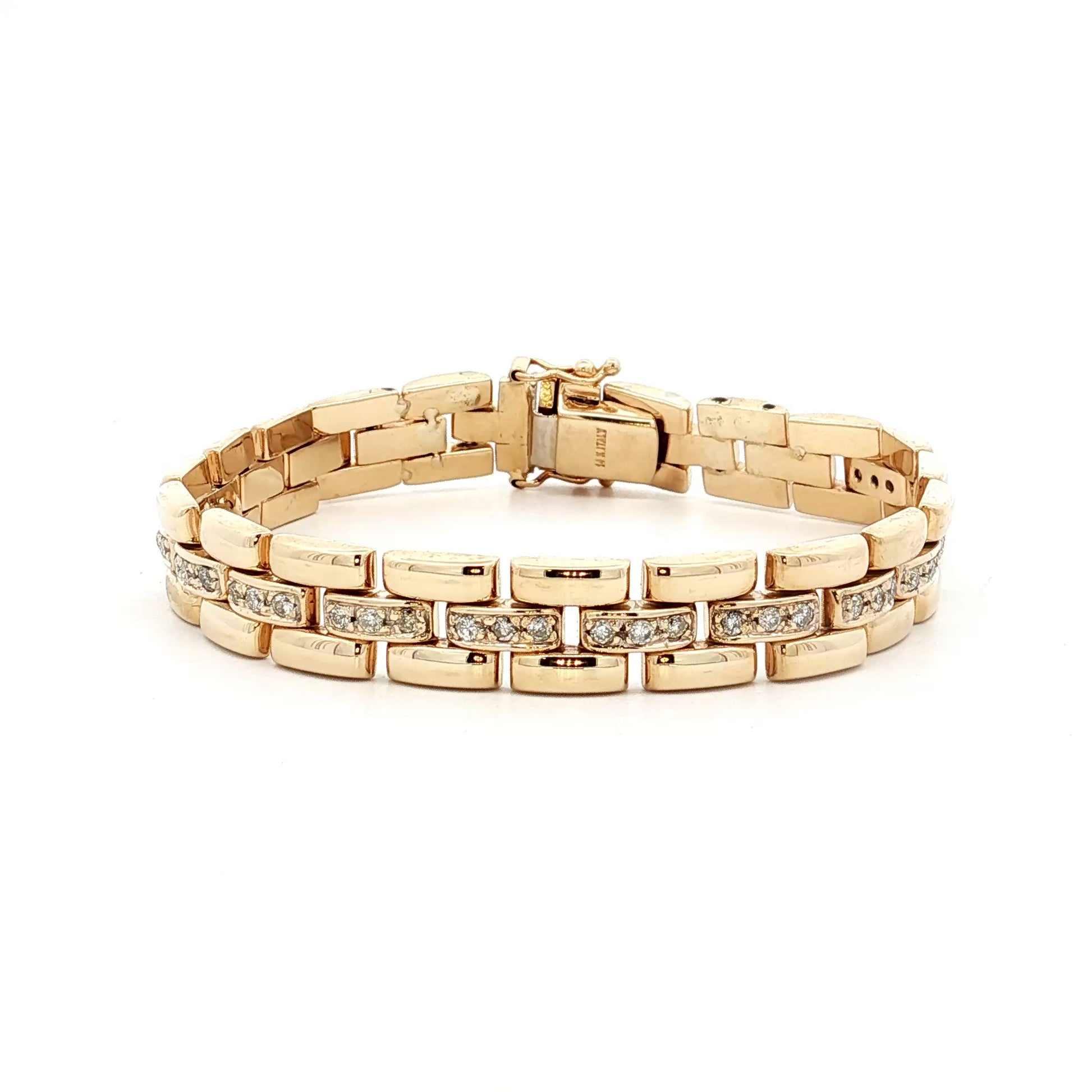 .72 Diamond Panther Link Bracelet in 14k Yellow Gold