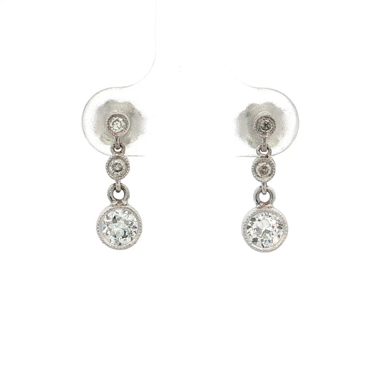 .72 Old European Diamond Drop Earrings 18k