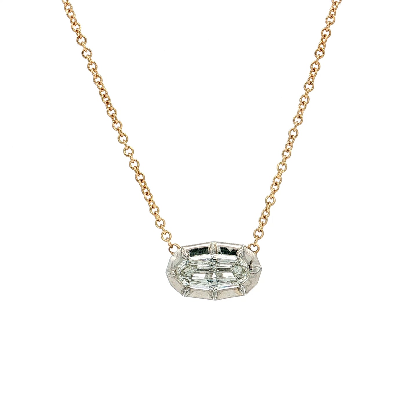 .72 Oval Diamond Pendant Necklace 18k Gold
