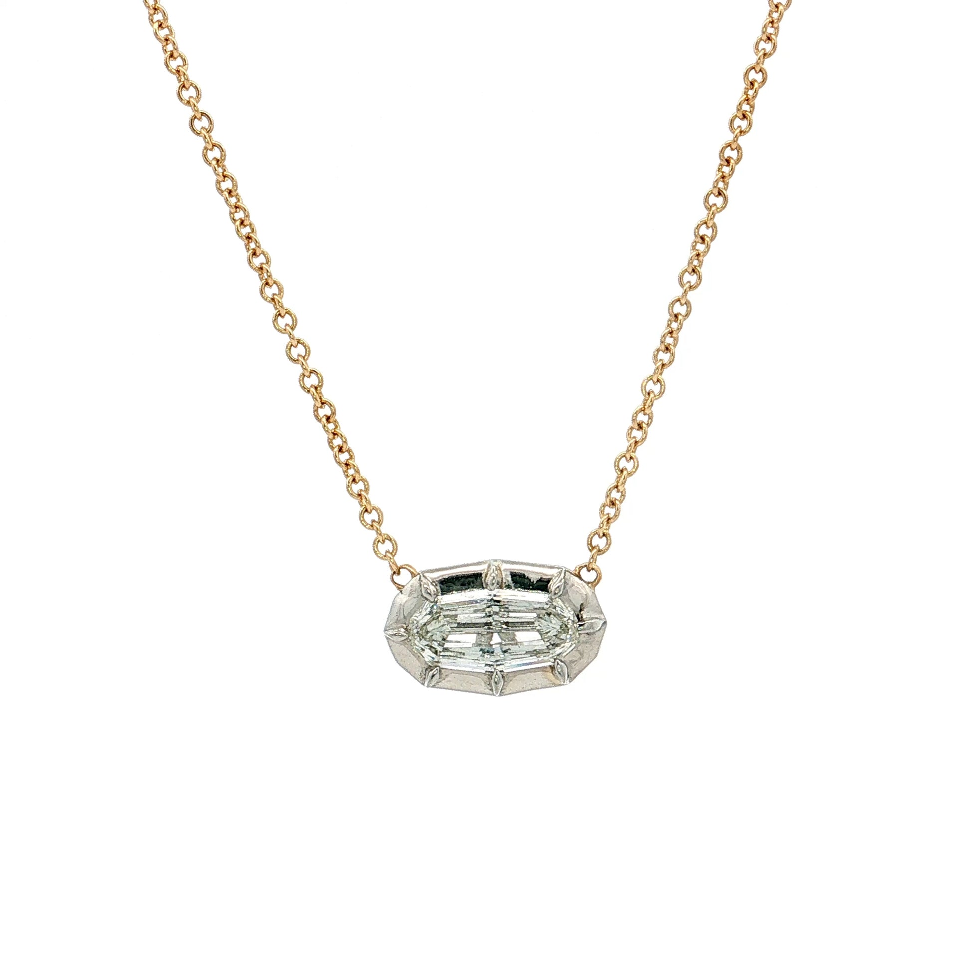 .72 Oval Diamond Pendant Necklace 18k Gold