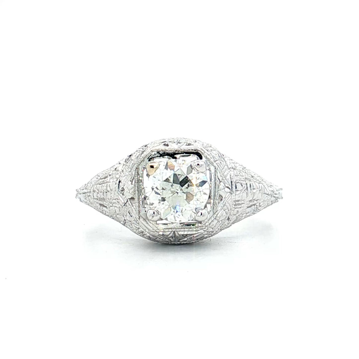 .73 Antique Diamond Engagement Ring in 18k White Gold