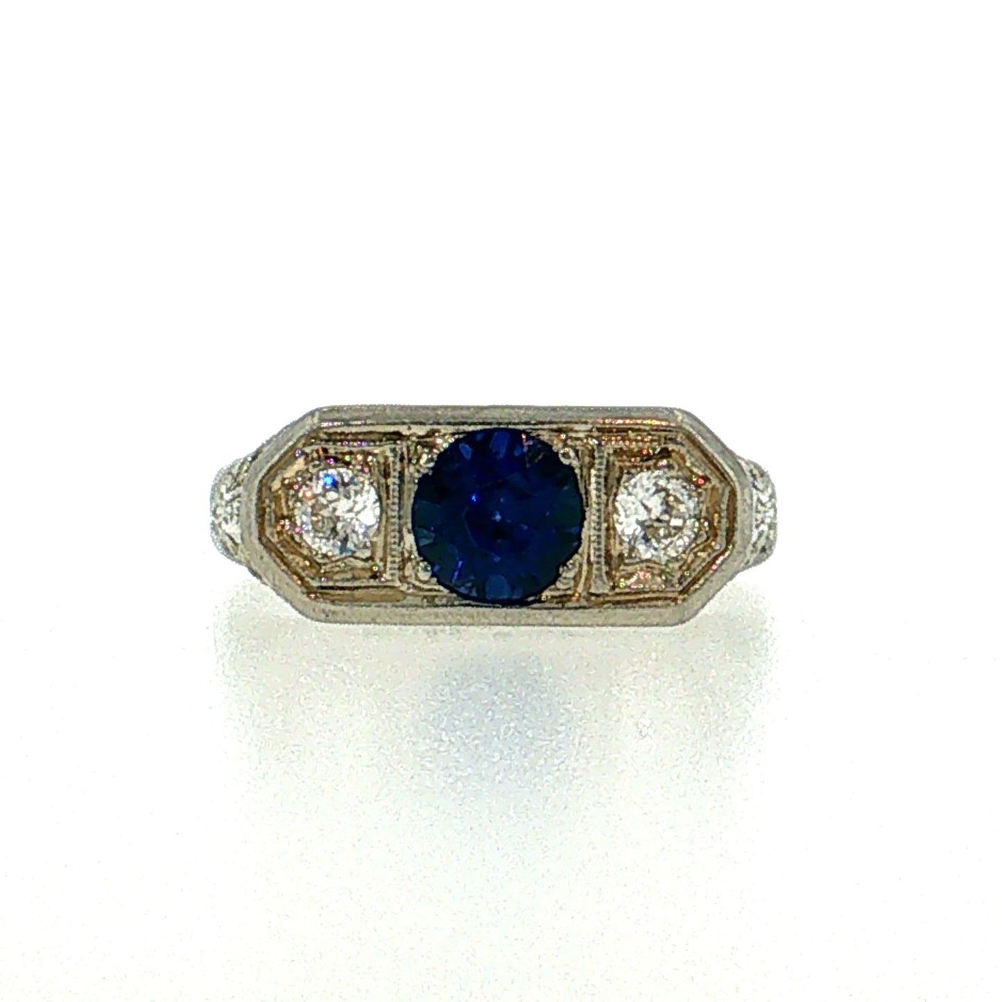 .73 Vintage Art Deco Sapphire Engagement Ring 14k