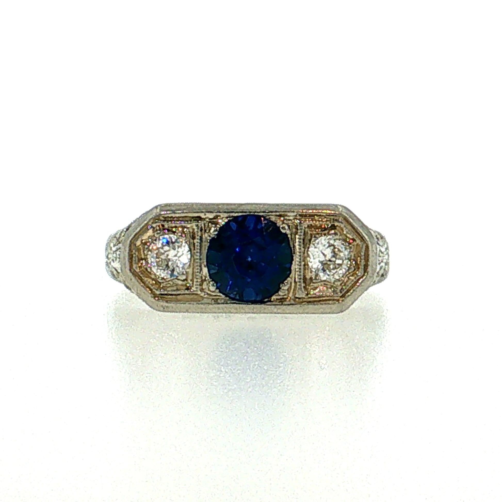 .73 Vintage Art Deco Sapphire Engagement Ring 14k