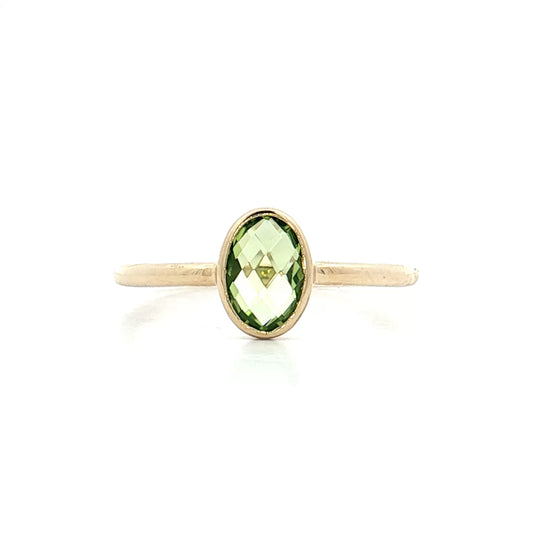 .74 Oval Peridot Engagement Ring 14k Yellow Gold