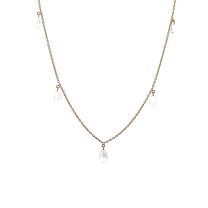 .74 Pear Shaped Rose Cut Diamond Necklace in 14k