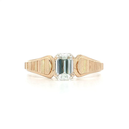 .74 Vintage Emerald Cut Diamond Engagement Ring 14k