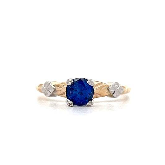 .74 Vintage Retro Sapphire Engagement Ring in 14k