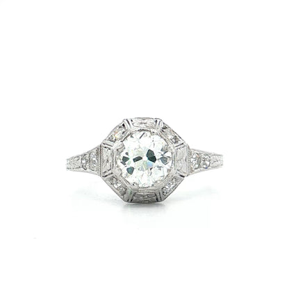 .75 Antique Deco Euro Diamond Engagement Ring 18k