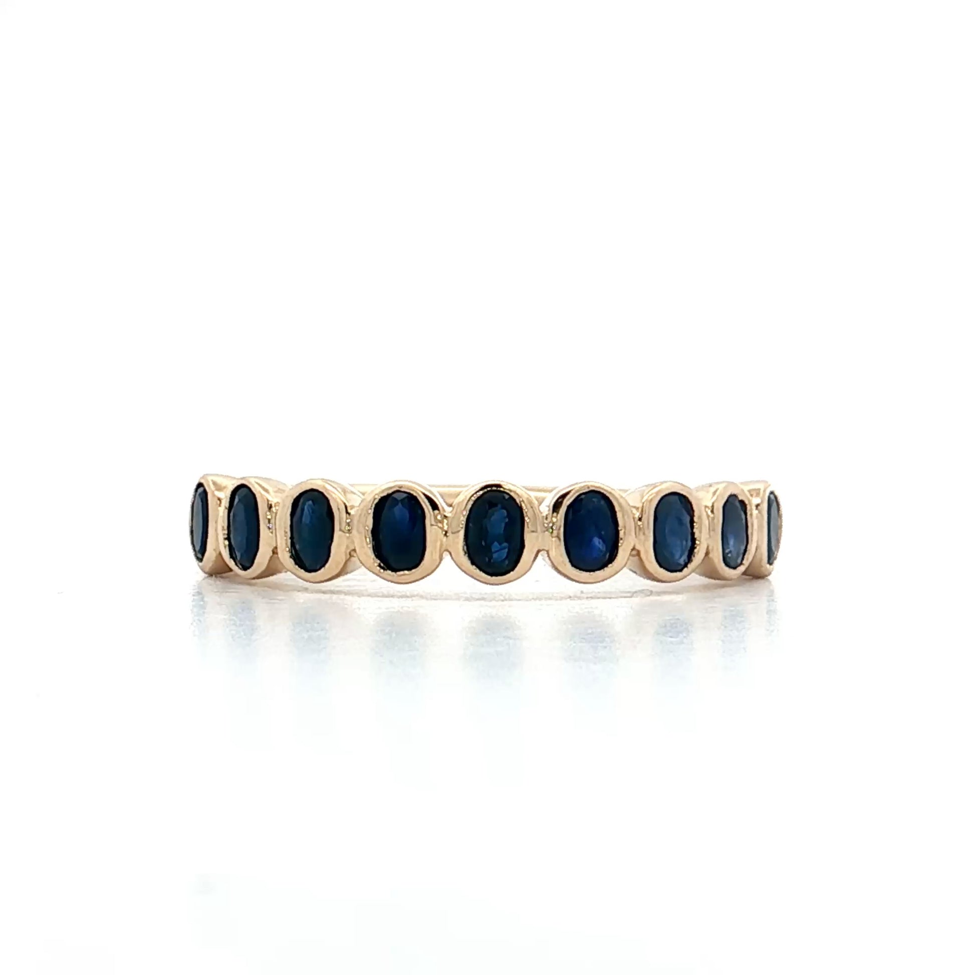 .75 Bezel Sapphire Wedding Band in 14k Yellow Gold